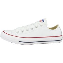 Trampki Converse Chuck Taylor Ox Leather. Białe trampki i tenisówki męskie Converse, bez wzorów, ze skóry, bez zapięcia. W wyprzedaży za 390.00 zł.