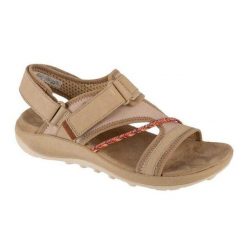 Sandały Damskie Terran 4 Ze Skórzanym Paskiem Na Plecach. Brązowe sandały damskie MERRELL, bez wzorów, bez obcasa. Za 488.99 zł.