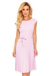 Elegancka Sukienka z Plisowanym Dołem - Wrzosowa. Fioletowe sukienki damskie Numoco, l, bez wzorów, z elastanu, eleganckie, bez kołnierzyka, bez ramiączek, plisowane. Za 291.90 zł.