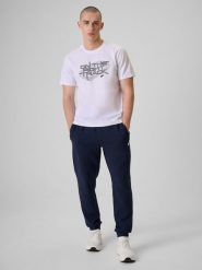 4F Spodnie dresowe joggery męskie - granatowe M. Niebieskie spodnie dresowe męskie 4f, bez wzorów, z dresówki. Za 169.99 zł.