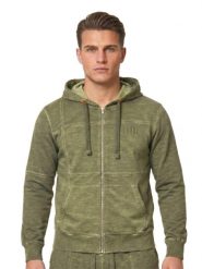 Męska bluza z kapturem Old Wash zapinana na zamek. Niebieskie bluzy sportowe męskie LEONE 1947 APPAREL, bez wzorów, z tkaniny, vintage, bez kołnierzyka, bez ramiączek. Za 412.58 zł.