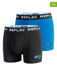 Replay Underwear Bokserki (2 pary) w kolorze niebieskim i czarnym rozmiar: XXL. Czarne bokserki męskie Replay Underwear, bez wzorów. Za 43.99 zł.