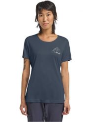 Jack Wolfskin Koszulka funkcyjna w kolorze granatowym rozmiar: L. Niebieskie bluzki sportowe damskie Jack Wolfskin, l, z materiału, bez kołnierzyka, bez ramiączek. Za 129.75 zł.
