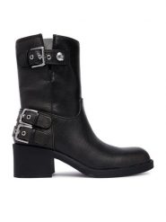 Guess Botki FLTM2W ELE10 Czarny. Czarne botki damskie Guess, ze skóry, bez obcasa, na słupku, bez zapięcia. Za 764.99 zł.