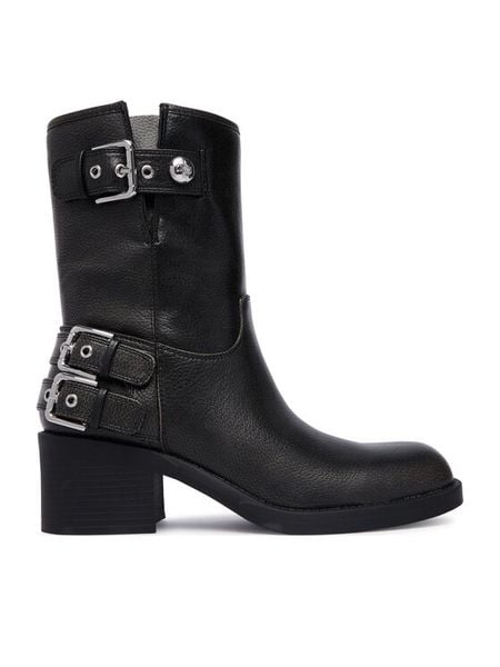Guess Botki FLTM2W ELE10 Czarny. Czarne botki damskie Guess, ze skóry, bez obcasa, na słupku, bez zapięcia. Za 764.99 zł.