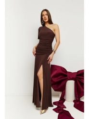 Made of emotion Sukienka w kolorze brązowym rozmiar: XL. Brązowe sukienki damskie Made Of Emotion, xl, bez wzorów, bez kołnierzyka, bez ramiączek, maxi. Za 249.99 zł.