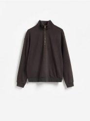 Bluza ze stójką - ciemnoszary. Szare bluzy bez kaptura męskie Reserved, l, z bawełny. Za 129.99 zł.