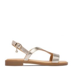 Sandały Lasocki. Żółte sandały damskie Lasocki, bez wzorów, bez obcasa, na płaskiej podeszwie. Za 129.99 zł.