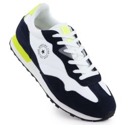 Buty sportowe Big Star RR174408 biało-granatowe niebieskie. Niebieskie buty sportowe na co dzień męskie z materiału, bez zapięcia. Za 333.12 zł.