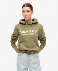 Bluza z kapturem Venue w metalicznym wykończeniem. Zielone bluzy z kapturem damskie Superdry., z bawełny. Za 334.95 zł.