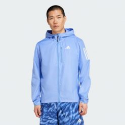 Kurtka Own The Run. Niebieskie kurtki treningowe męskie Adidas, m, bez wzorów, do biegania. Za 329.00 zł.