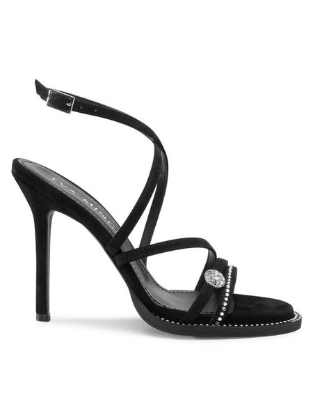 Eva Minge Sandały EM-53-07-000809 Czarny. Czarne sandały damskie Eva Minge, bez wzorów, ze skóry, bez obcasa, na szpilce. Za 479.99 zł.