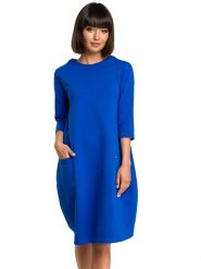 Be Wear Sukienka w kolorze niebieskim rozmiar: M. Niebieskie sukienki damskie Be Wear, m, bez wzorów, bez kołnierzyka, bez ramiączek, midi. Za 131.74 zł.