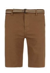 Szorty z paskiem, Regular Fit, P-CUMS. Brązowe szorty męskie Volcano, z bawełny, bez kołnierzyka. Za 149.99 zł.