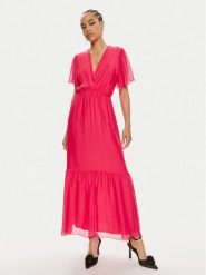 Haveone Sukienka letnia AFF-L013 Różowy Regular Fit. Czerwone sukienki damskie Haveone, na lato, l, bez wzorów, z jedwabiu, bez kołnierzyka, bez ramiączek. Za 449.99 zł.