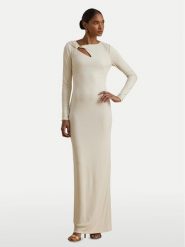 LAUREN RALPH LAUREN Sukienka wieczorowa 253P03589002 Écru Slim Fit. Sukienki damskie Lauren Ralph Lauren, bez wzorów, z syntetyku, wizytowe, bez kołnierzyka, bez ramiączek. Za 1,599.00 zł.