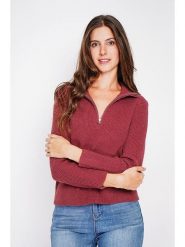 William de Faye Sweter w kolorze bordowym rozmiar: 38. Czerwone golfy damskie William De Faye, ze splotem, bez kołnierzyka. Za 144.24 zł.