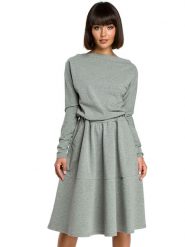 Be Wear Sukienka w kolorze jasnoszarym rozmiar: XL. Szare sukienki damskie Be Wear, xl, bez wzorów, bez kołnierzyka, bez ramiączek, midi, rozkloszowane. Za 158.10 zł.