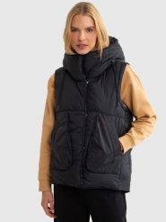 Kamizelka damska z kapturem czarna Brittney 906. Czarne kamizelki damskie Big Star, l, z dresówki. W wyprzedaży za 239.99 zł.