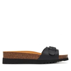 Klapki Scholl. Czarne klapki damskie Scholl, bez wzorów, bez obcasa. Za 179.99 zł.