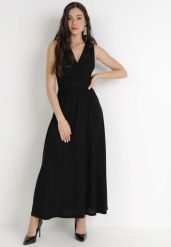Czarna Sukienka Kephadia. Czarne sukienki damskie Born2be, s, bez wzorów, z gumy, eleganckie, bez kołnierzyka, bez ramiączek, maxi, rozkloszowane. W wyprzedaży za 95.99 zł.