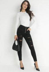 Czarne Jeansy Skinny na Guziki Arru. Czarne jeansy damskie Born2be, z podwyższonym stanem. Za 39.99 zł.