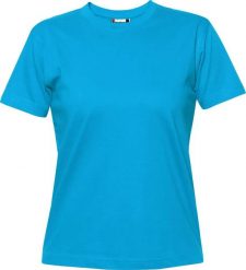Clique Premium-T Women - Damska koszulka z bawełny, turkusowa. Niebieskie t-shirty damskie CLIQUE, l, bez wzorów, z bawełny, bez kołnierzyka. Za 110.94 zł.