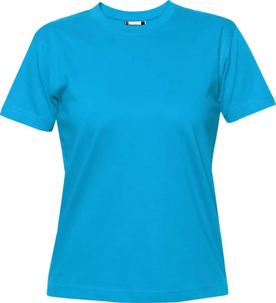 Clique Premium-T Women - Damska koszulka z bawełny, turkusowa. Niebieskie t-shirty damskie CLIQUE, l, bez wzorów, z bawełny, bez kołnierzyka. Za 110.94 zł.