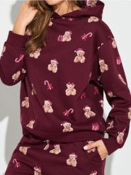 Bluza hoodie ze wzorem - bordowy. Czerwone bluzy bez kaptura damskie Sinsay, l. Za 39.99 zł.