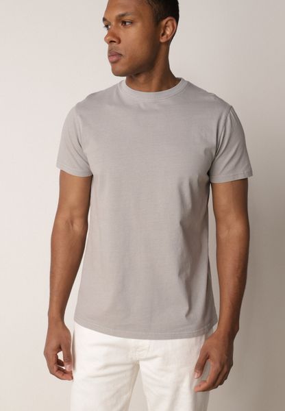 Szara Gładka Koszulka T-shirt z Bawełny o Prostym Kroju Sarusa. Szare t-shirty męskie Born2be, m, bez wzorów, z bawełny, bez kołnierzyka. Za 39.99 zł.