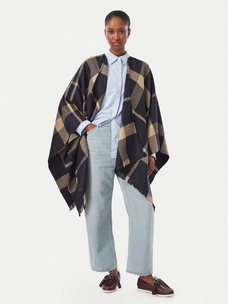 Barbour Ponczo Isabelle Tartan Serape LSC0501TN54 Granatowy Relaxed Fit. Niebieskie kardigany damskie Barbour, bez wzorów. Za 439.99 zł.