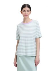 CARTOON Koszulka w kolorze miętowo-kremowym rozmiar: 34. Brązowe bluzki damskie Cartoon, bez wzorów, bez kołnierzyka. Za 69.99 zł.