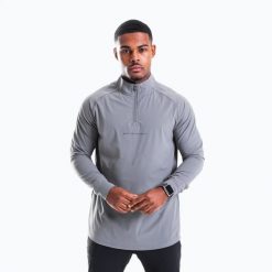 Bluza treningowa męska Built For Athletes 1/4 Zip Pullover. Szare bluzy sportowe męskie BUILT FOR ATHLETES, bez wzorów, z elastanu, bez kołnierzyka, bez ramiączek. Za 329.99 zł.