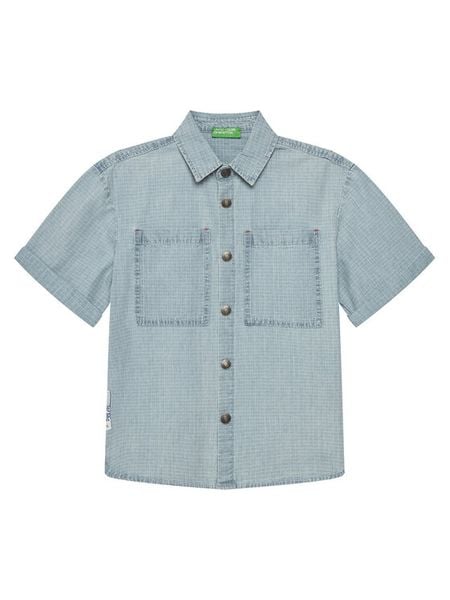 United Colors Of Benetton Koszula 53Z9CQ046 Niebieski Regular Fit. Niebieskie koszule chłopięce United Colors Of Benetton, bez wzorów, z bawełny, bez kołnierzyka, bez ramiączek. Za 69.99 zł.