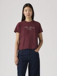 Levi's Koszulka w kolorze bordowym rozmiar: L. Czerwone bluzki damskie Levi's, l, bez wzorów, z bawełny, bez kołnierzyka, bez ramiączek. Za 78.66 zł.