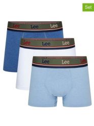 LEE Underwear Bokserki (3 pary) "Forster" w kolorze białym, niebieskim i błękitnym rozmiar: S. Białe bokserki męskie LEE Underwear, bez wzorów. Za 57.06 zł.
