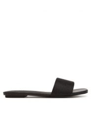 Calvin Klein Klapki Flat Slide Jacq HW0HW02389 Czarny. Czarne klapki damskie CALVIN KLEIN, bez wzorów, z materiału, bez obcasa. Za 209.99 zł.