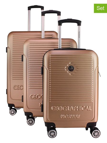 Geographical Norway 3-częściowy zestaw "Santiago" w kolorze jasnobrązowym rozmiar: onesize. Brązowe walizki Geographical Norway, bez wzorów, z materiału. Za 347.99 zł.
