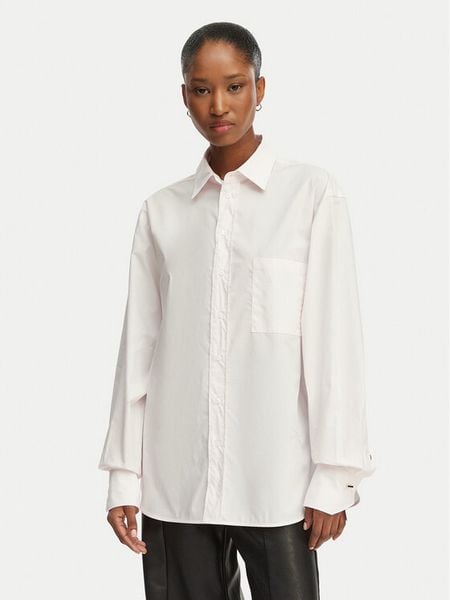 BOSS Koszula Saturday 50543800 Różowy jasny Oversize. Czerwone koszule damskie Boss, bez wzorów, z bawełny, bez kołnierzyka, bez ramiączek. Za 799.99 zł.