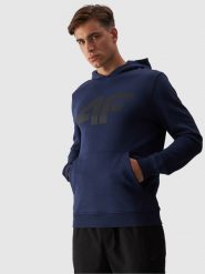 4F Bluza dresowa nierozpinana z kapturem męska - granatowa M. Niebieskie bluzy z kapturem męskie 4f, m, z bawełny. W wyprzedaży za 119.99 zł.
