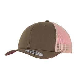 Dwukolorowa Czapka Trucker Retro. Zielone czapki męskie FLEXFIT, bez wzorów, z bawełny, retro. Za 59.99 zł.