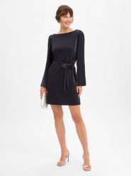 Vila Damska sukienka koktajlowa - VIEleinas Kobiety czarny jednolity, S. Czarne sukienki damskie Vila, s, bez wzorów, z syntetyku, bez kołnierzyka, bez ramiączek. Za 199.95 zł.