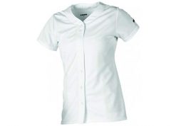Damska koszulka softballowa z pełnym guzikiem. Białe t-shirty damskie WORTH, xl, bez wzorów, z materiału, bez kołnierzyka. Za 129.95 zł.