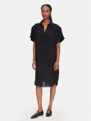 Gant Sukienka letnia 4503433 Czarny Relaxed Fit. Czarne sukienki damskie Gant, na lato, bez wzorów, ze lnu, bez kołnierzyka, bez ramiączek. Za 419.99 zł.