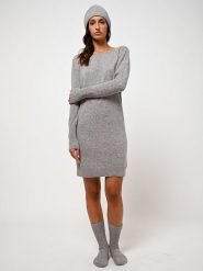 AUTHENTIC CASHMERE Kaszmirowa sukienka "Armet" w kolorze szarym rozmiar: M. Szare sukienki damskie AUTHENTIC CASHMERE, m, bez wzorów, z kaszmiru, bez kołnierzyka, bez ramiączek, mini. Za 425.06 zł.