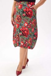 Wygodna i stylowa dresowa spódnica Karina - kwiatowo-owocowy wzór PLUS SIZE XXL. Spódniczki damskie Moda Size Plus Iwanek, l, bez wzorów, z bawełny, eleganckie, plus size, mini, dopasowane. Za 199.90 zł.