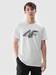 4F T-shirt regular z nadrukiem męski - biały S. Białe t-shirty męskie 4f, m, bez wzorów, z bawełny, bez kołnierzyka. Za 59.99 zł.