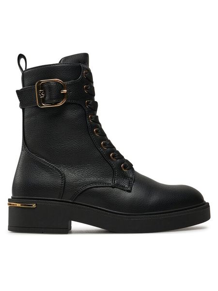 MEXX Trzewiki CEO-MI001713543W Czarny. Czarne botki damskie Mexx, ze skóry, bez obcasa, na płaskiej podeszwie, bez zapięcia. Za 329.99 zł.