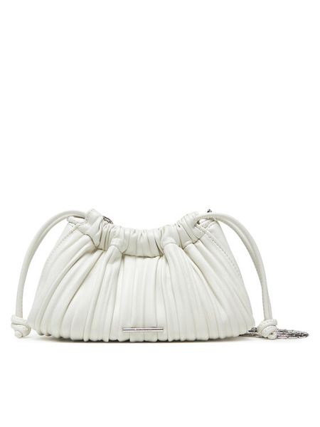 Calvin Klein Torebka Drawstring Plisse Conv Mini Cb P LV04F3077G Biały. Białe torebki klasyczne damskie CALVIN KLEIN, bez wzorów, ze skóry, wizytowe, bez kołnierzyka, bez ramiączek. Za 259.99 zł.