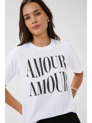 Kaffe Koszulka w kolorze biało-czarnym rozmiar: XL. Białe bluzki damskie Kaffe, xl, bez wzorów, z bawełny, bez kołnierzyka. Za 78.99 zł.